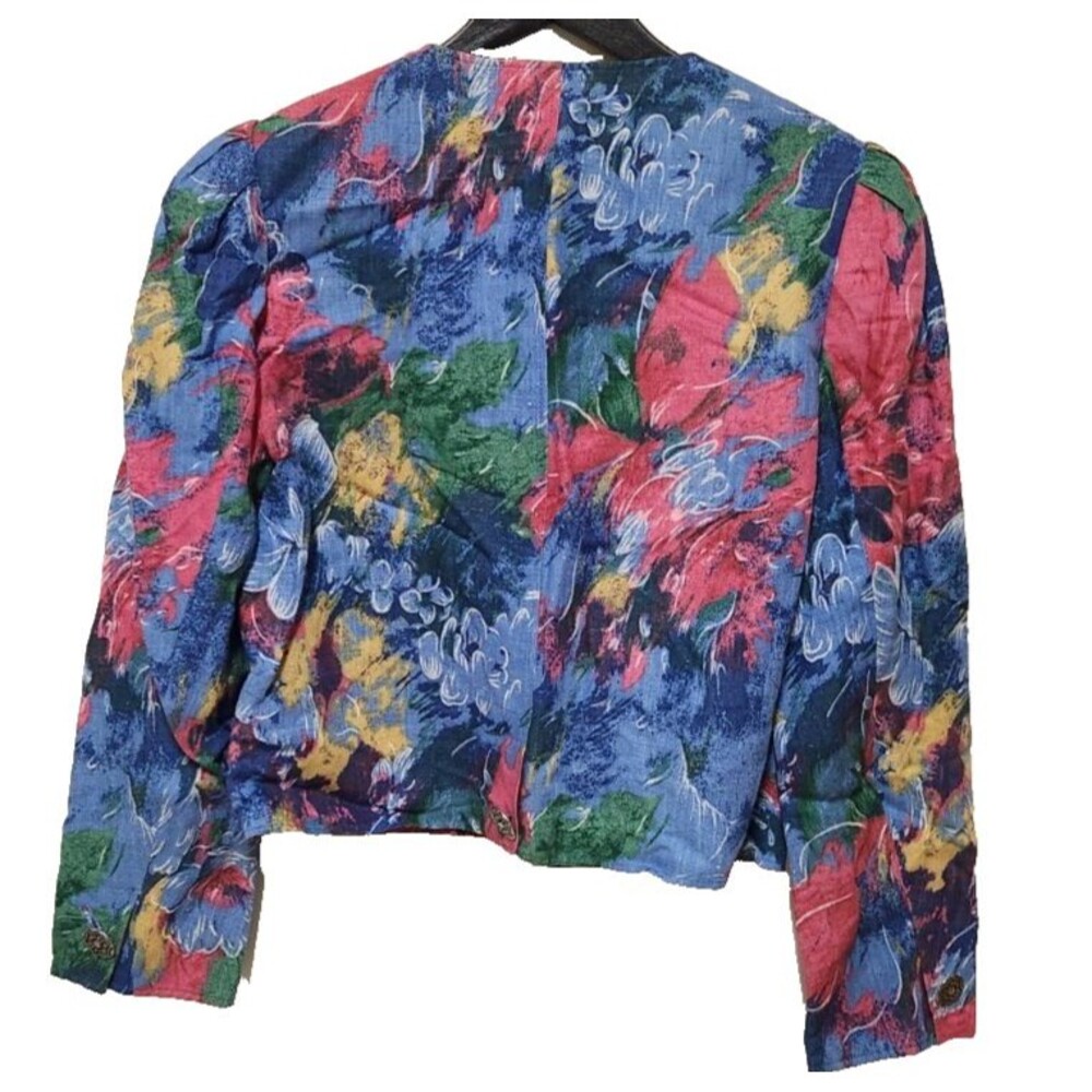 Vintage RESI HAMMERER Womens Blazer Coat Blue Green Pink Floral M